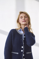 Cashmere Janker Jade Navy-Anthrazit Offwhite