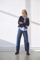 Cashmere Janker Jade Navy-Anthrazit Offwhite