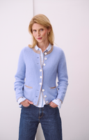 Cashmere Janker Jade Blau-Taupe-Offwhite