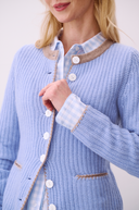 Cashmere Janker Jade Blau-Taupe-Offwhite