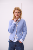Cashmere Janker Jade Blau-Taupe-Offwhite