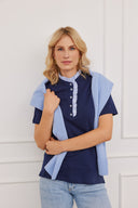 Polo Elegant Elena navy-hellblau