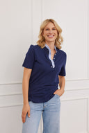 Polo Elegant Elena navy-hellblau