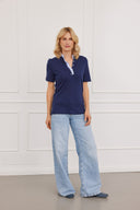 Polo Elegant Elena navy-hellblau