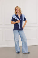 Polo Elegant Elena navy-hellblau