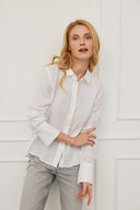 Blouse Emilia Pompom-White-Beige