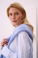 Bluse Emilia Flanell Check Hellblau