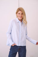 Bluse Emilia Flanell Check Hellblau