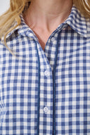 Emilia Flannel Check Blouse Navy