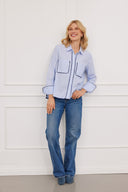 Bluse Emilia Pompom Stripes Blau