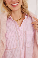 Bluse Emilia Pompom Stripes Rosa