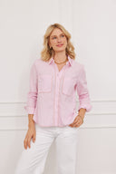 Bluse Emilia Pompom Stripes Rosa