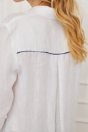 Blouse Emilia Pompom-White-Navy