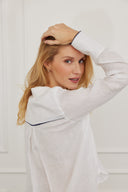 Blouse Emilia Pompom-White-Navy