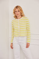 Cashmere Strickjacke Grace Gelb-Weiß