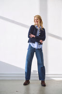 Cashmere Janker Jade Navy-Anthracite Off-white