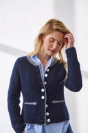 Cashmere Janker Jade Navy-Anthracite Off-white