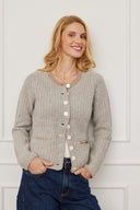 Cashmere Janker Jade Hellgrau-Taupe-Rosé