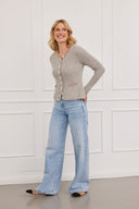 Cashmere Janker Jade Hellgrau-Taupe-Rosé