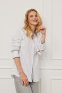 Bluse Juna Mohair Weiß-Grau