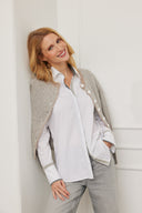 Bluse Juna Mohair Weiß-Grau