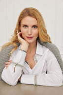 Bluse Juna Mohair Weiß-Grau