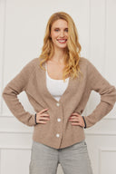 Cashmere Strickjacke Kaja Taupe-Marine