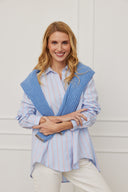 Bluse Laax Stripes Blau-Rosa
