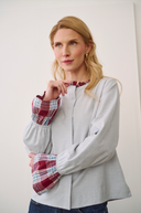 Bluse Malika Flanell Hellblau