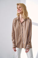 Bluse Mila Stripes Cotton Braun