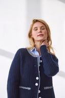 Cashmere Janker Jade Navy-Anthrazit Offwhite