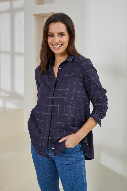 Bluse Laax Flanel Karo - navy