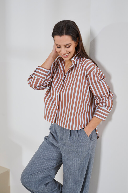 Bluse Tammy Stripe - cognac